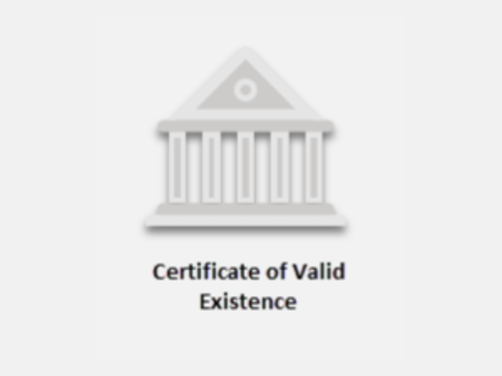 A White Building With Five White Pillars With The Words " Certificate of Valid Existence" Below The Image