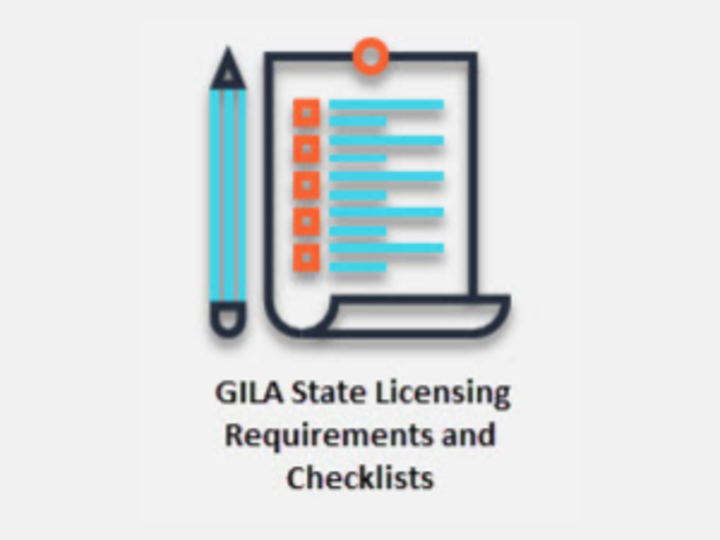 A Paper With A Checklist and A Pencil On The Left Side Of The Paper With The Words "GILA State Licensing Requirements and Checklists" Below The Image