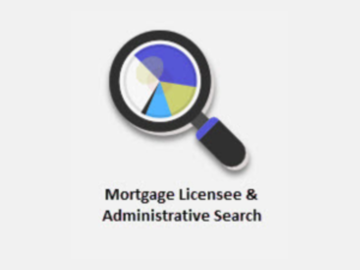 A Magnifying Glass With The Words "Mortgage Licensee & Administrative Search"  Below The Image