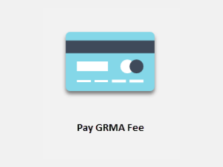 A Credit Card With The Words "Pay GRMA Fee" Below The Image